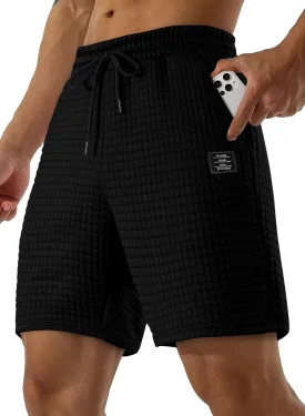 JMIERR Mens Sweat Shorts Casual Stretch Elastic Waist Waffle Workout Gym Short 7 inch Inseam Running Short with Pocket