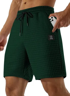 JMIERR Mens Sweat Shorts Casual Stretch Elastic Waist Waffle Workout Gym Short 7 inch Inseam Running Short with Pocket