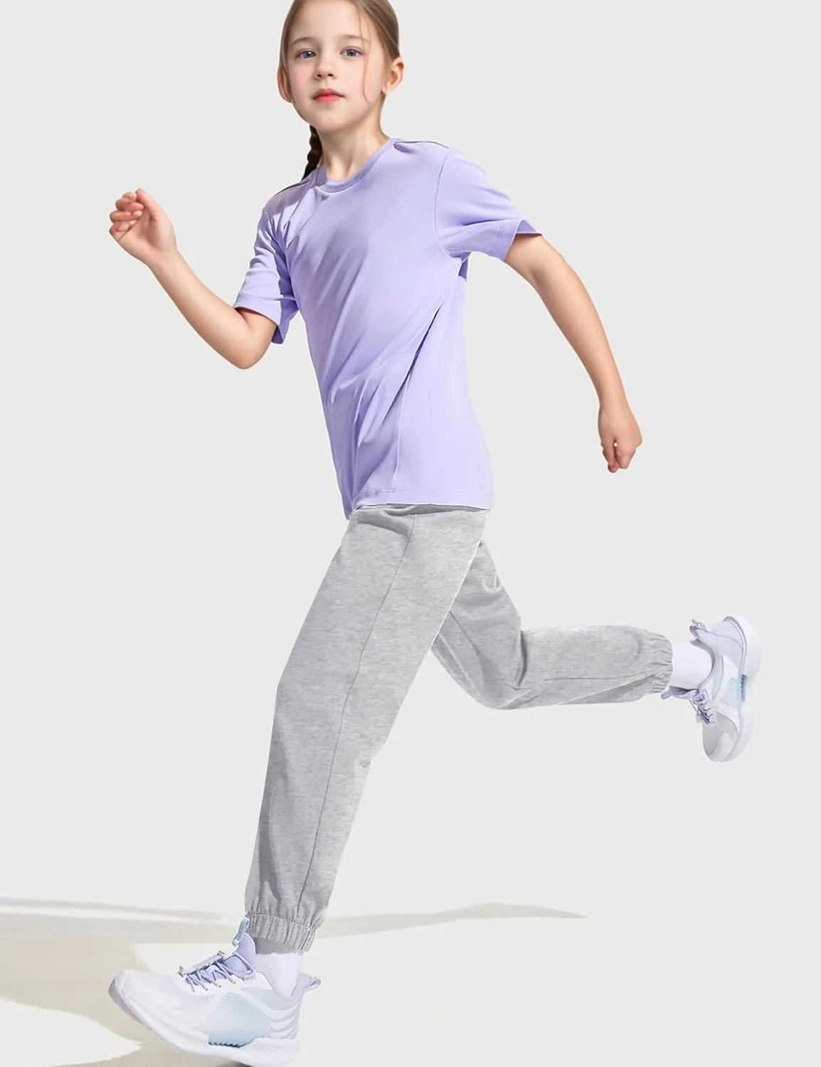 Kissonic 3 Pack Boys Girls Sweatpants Active Joggers Kids Elastic Waist Athletic Jogger Pants with Pockets Drawstring