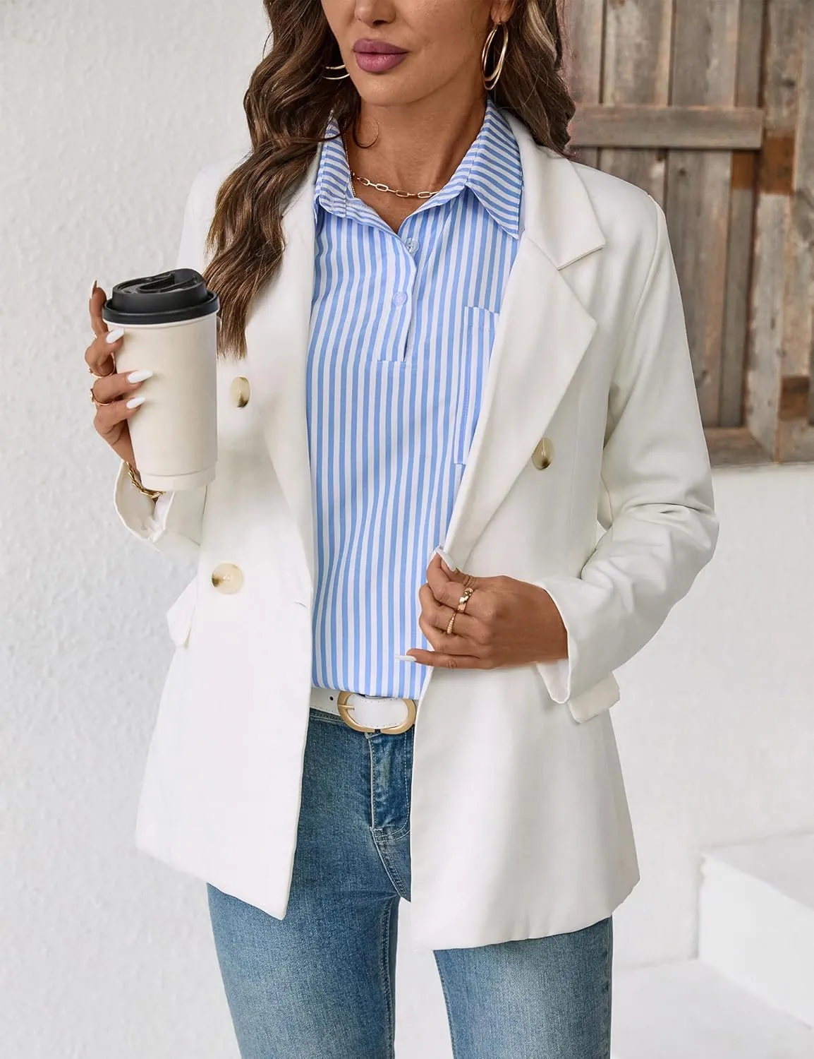 Kistore Womens Button Down Shirts 3/4 Sleeve Smocked Cuffed Business Work Tunic Top with Pocket Collared Blouses
