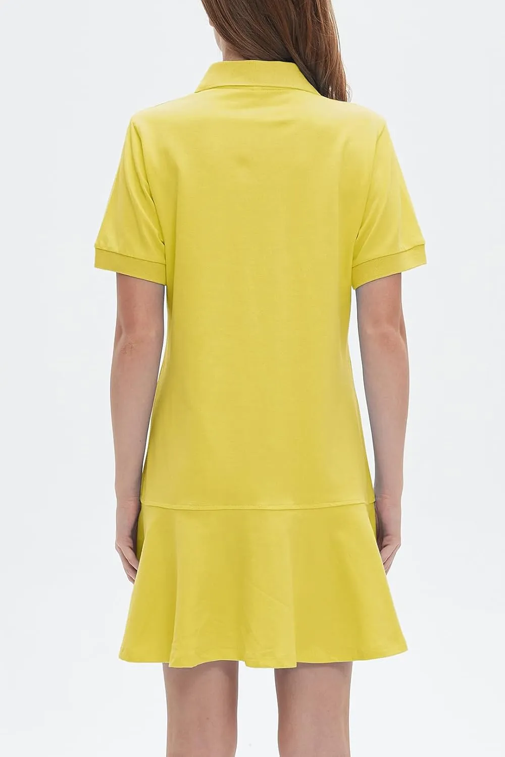 Ladyful Women's Polo Dress Short Sleeve Ruffle Hem Flowy Summer Golf Tennis Athletic Mini Dress