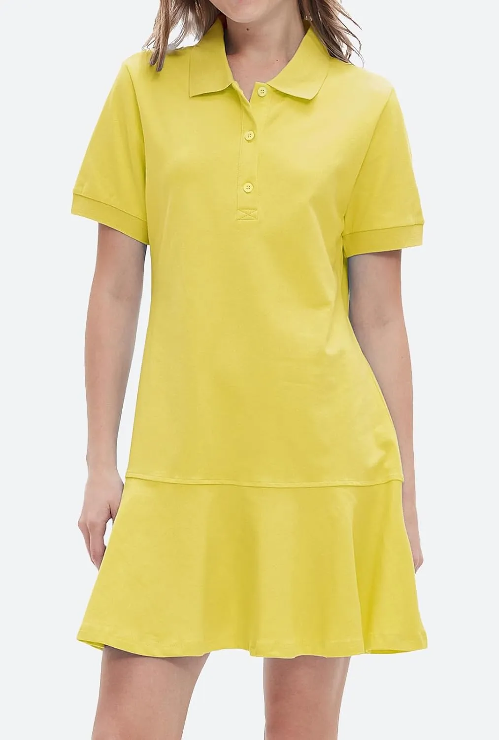 Ladyful Women's Polo Dress Short Sleeve Ruffle Hem Flowy Summer Golf Tennis Athletic Mini Dress