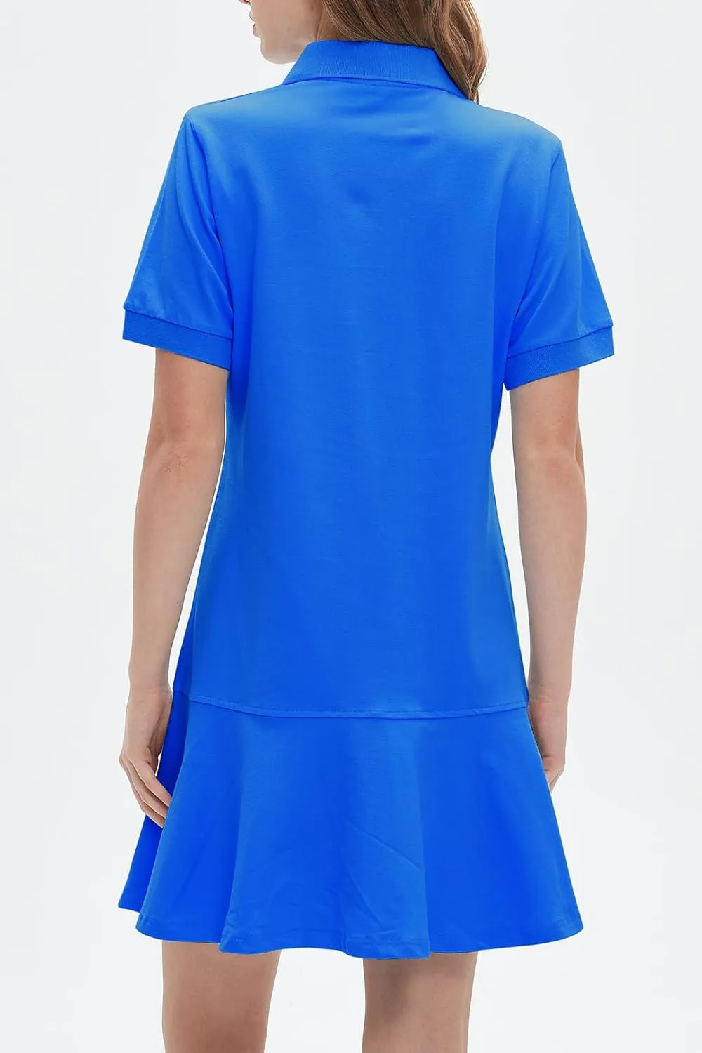 Ladyful Women's Polo Dress Short Sleeve Ruffle Hem Flowy Summer Golf Tennis Athletic Mini Dress