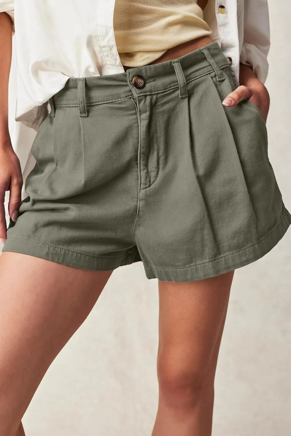 Lesore Womens Relaxed Fit Elastic Waist Casual Summer High Rise Shorts Pockets Chino Shorts Pants Trousers