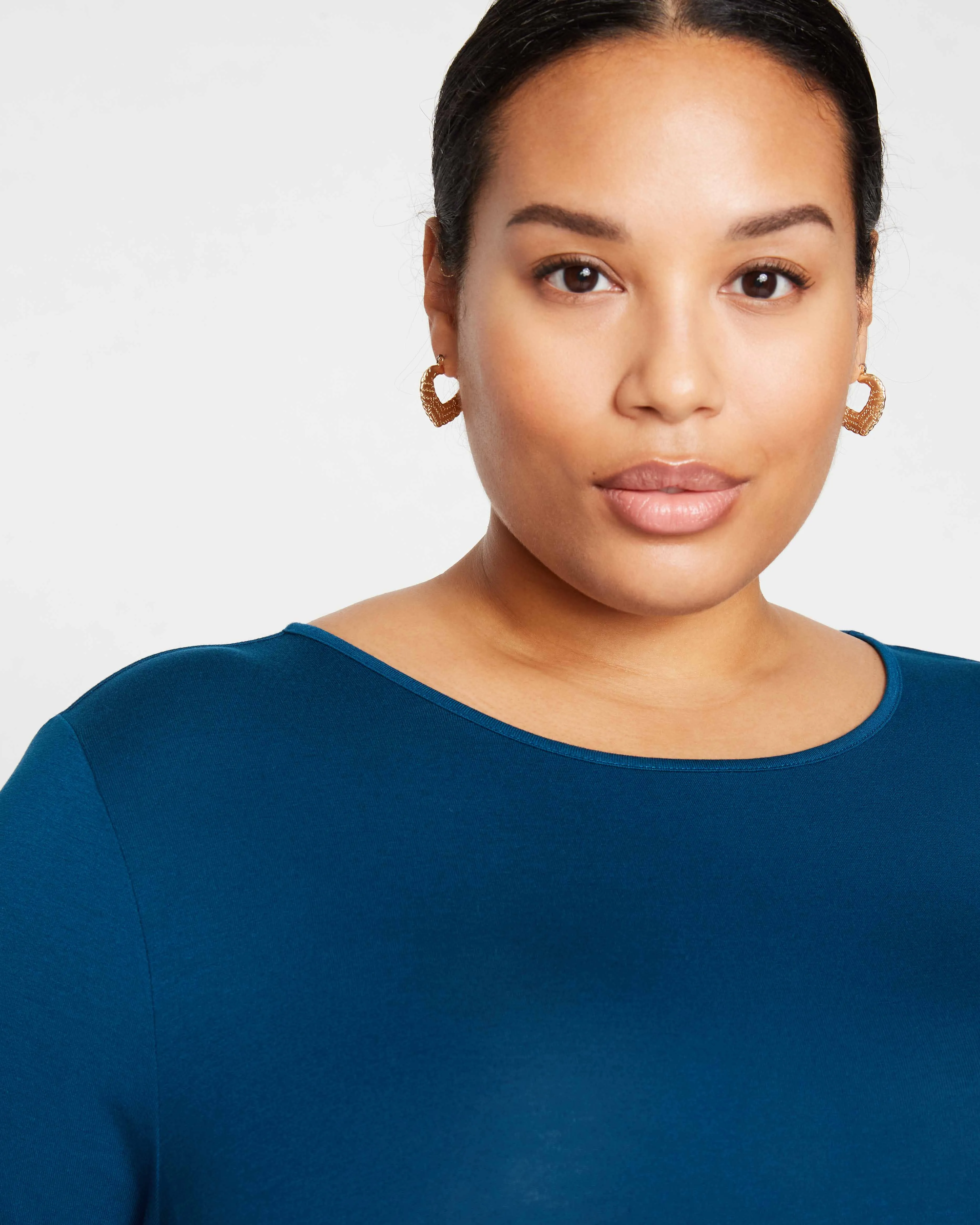 Lily Liquid Jersey Crew Neck Stovepipe Tee - Marine