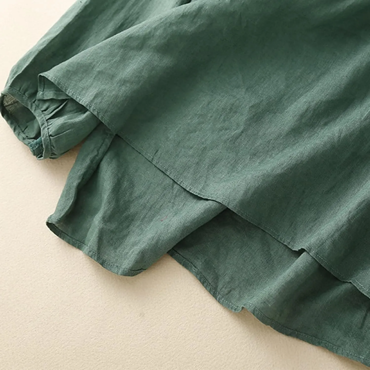Long Sleeve Cotton Linen Shirts for Women Dressy Casual Button Down Embroidered Tops Loose Comfy Fall Blouses