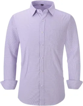 Long Sleeve Dress Shirts for Men - Regular-Fit Casual Button-Down Shirt with Pockets