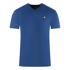 Lyle and Scott Brand Logo Blue V-Neck T-Shirt