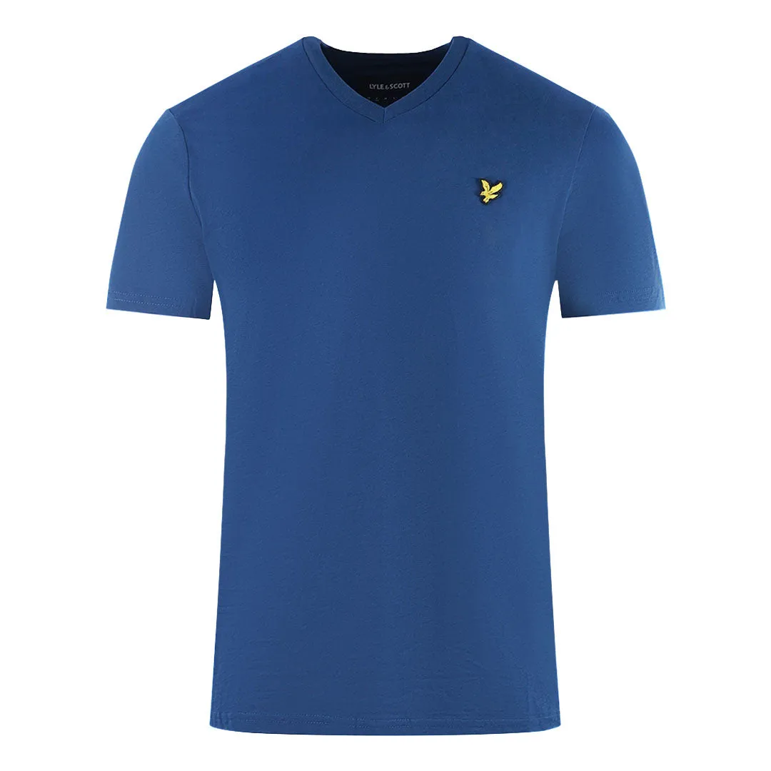 Lyle and Scott Brand Logo Blue V-Neck T-Shirt
