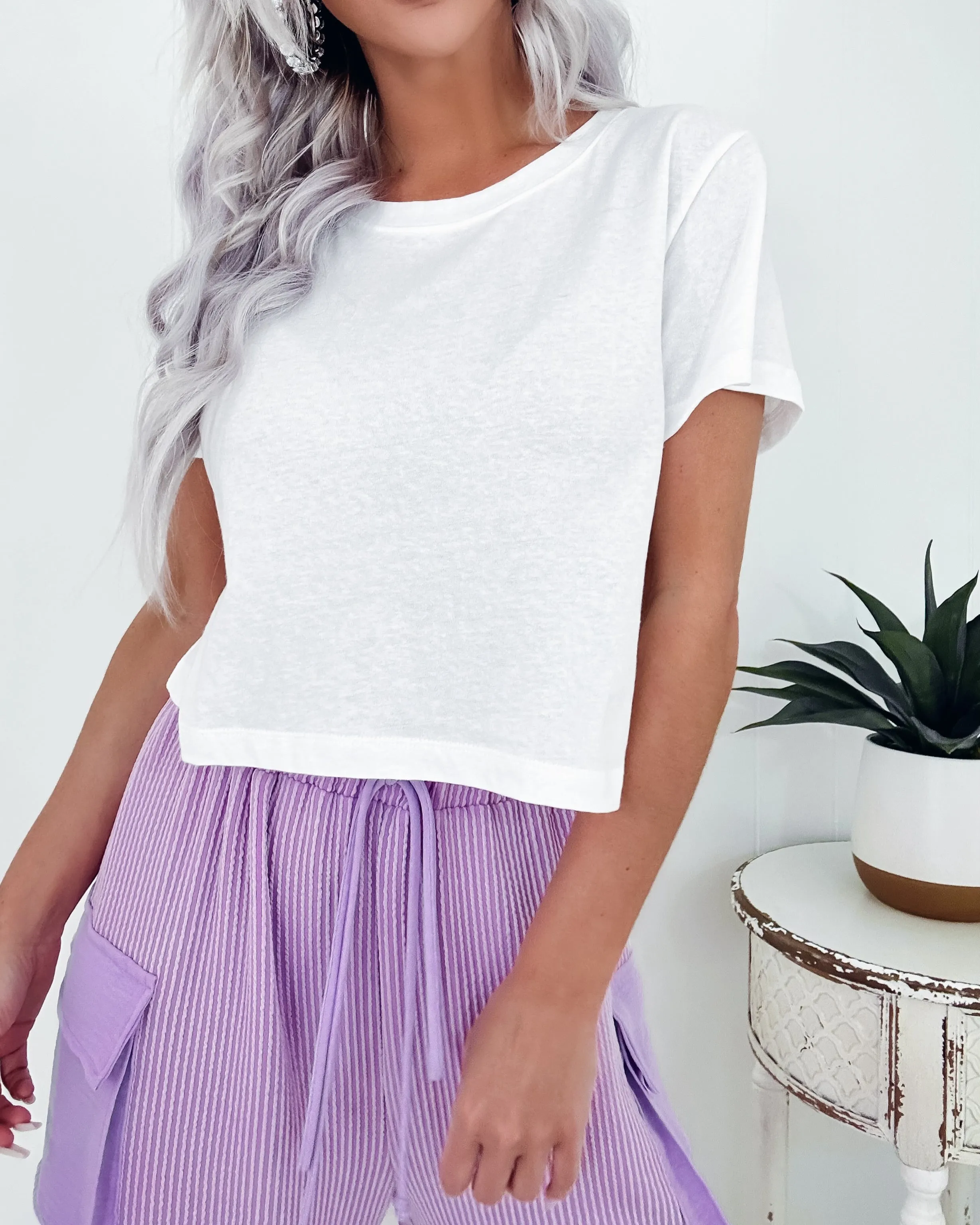 Maddie Boxy Crop Top - White