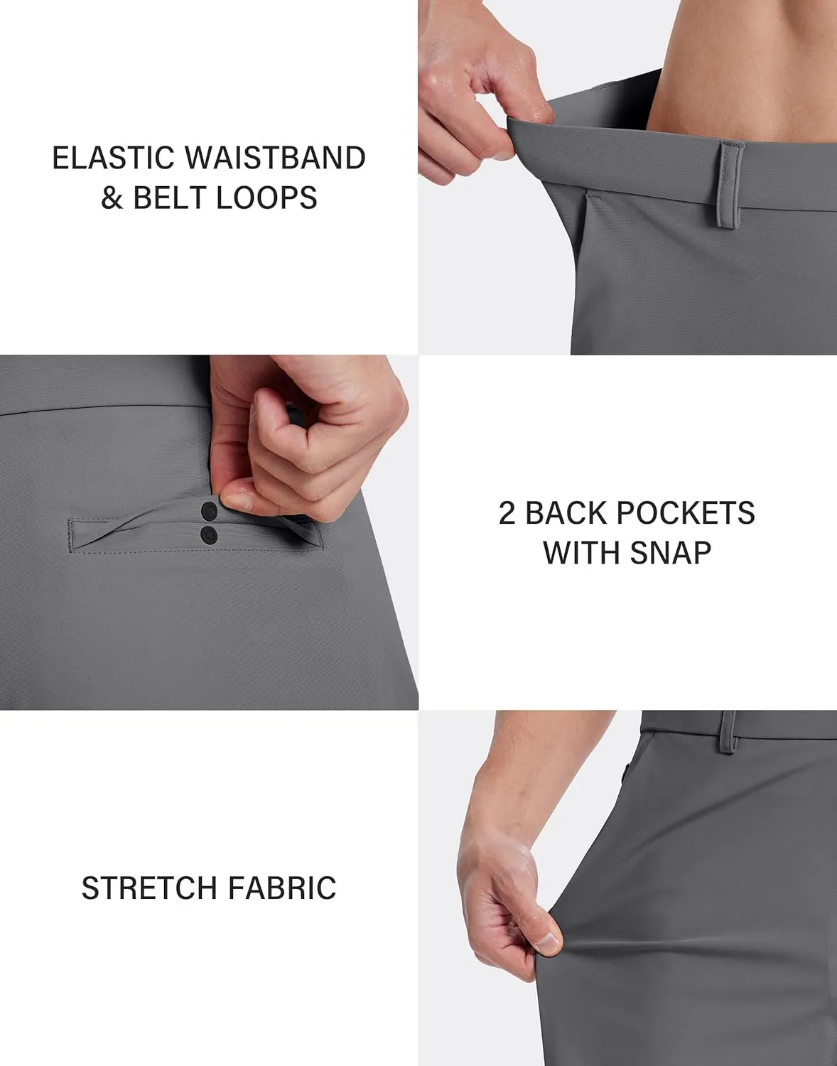 Mens Golf Dress Shorts 9 Inch with 5 Pockets Stretch Lightweight Quick Dry Chino Flat Front Shorts for Work Casual