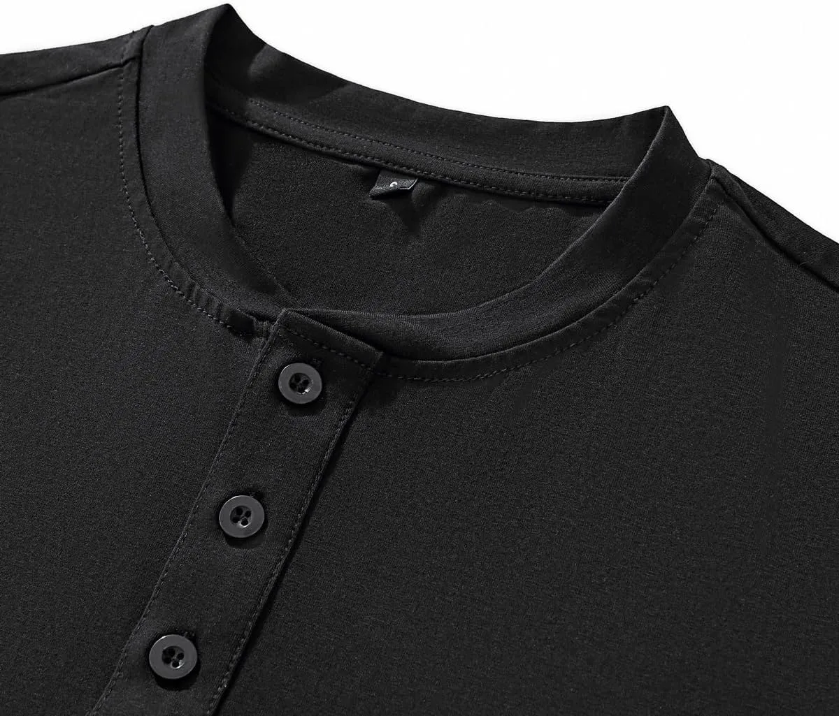 Men's Stretch Cotton Knit Warm Henley Shirt Casual Long Sleeve Top