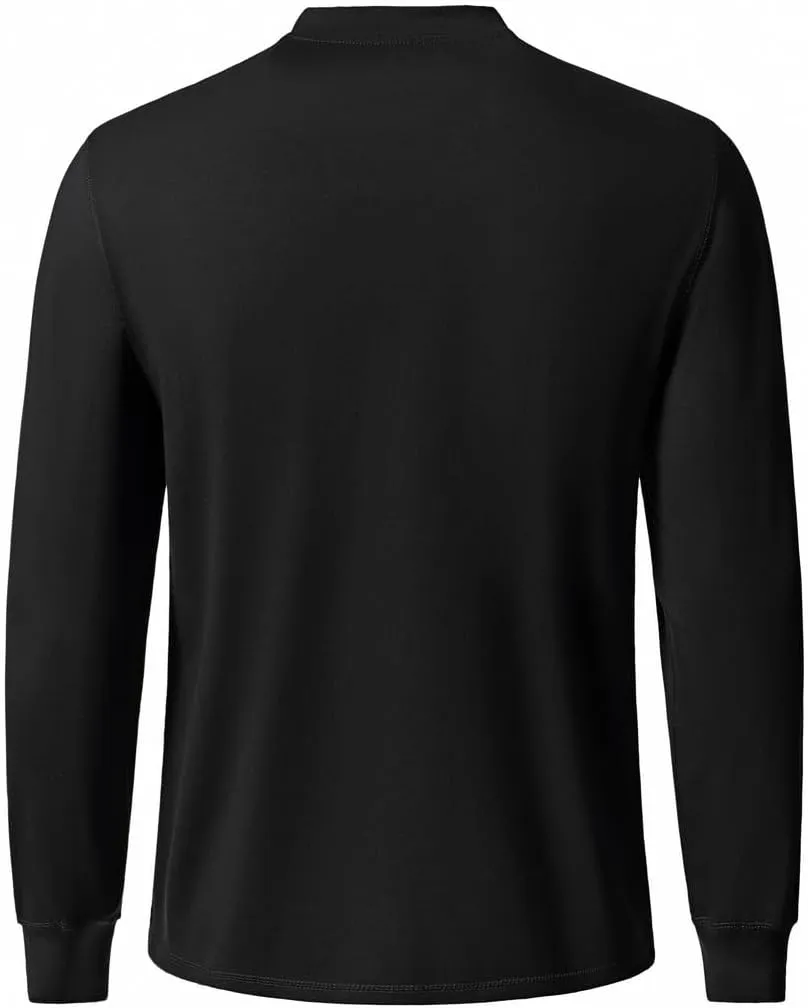 Men's Stretch Cotton Knit Warm Henley Shirt Casual Long Sleeve Top