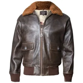 Military Bomber Leather Jacket Mens Airforce Pilot Brown Biker Coat Mens
