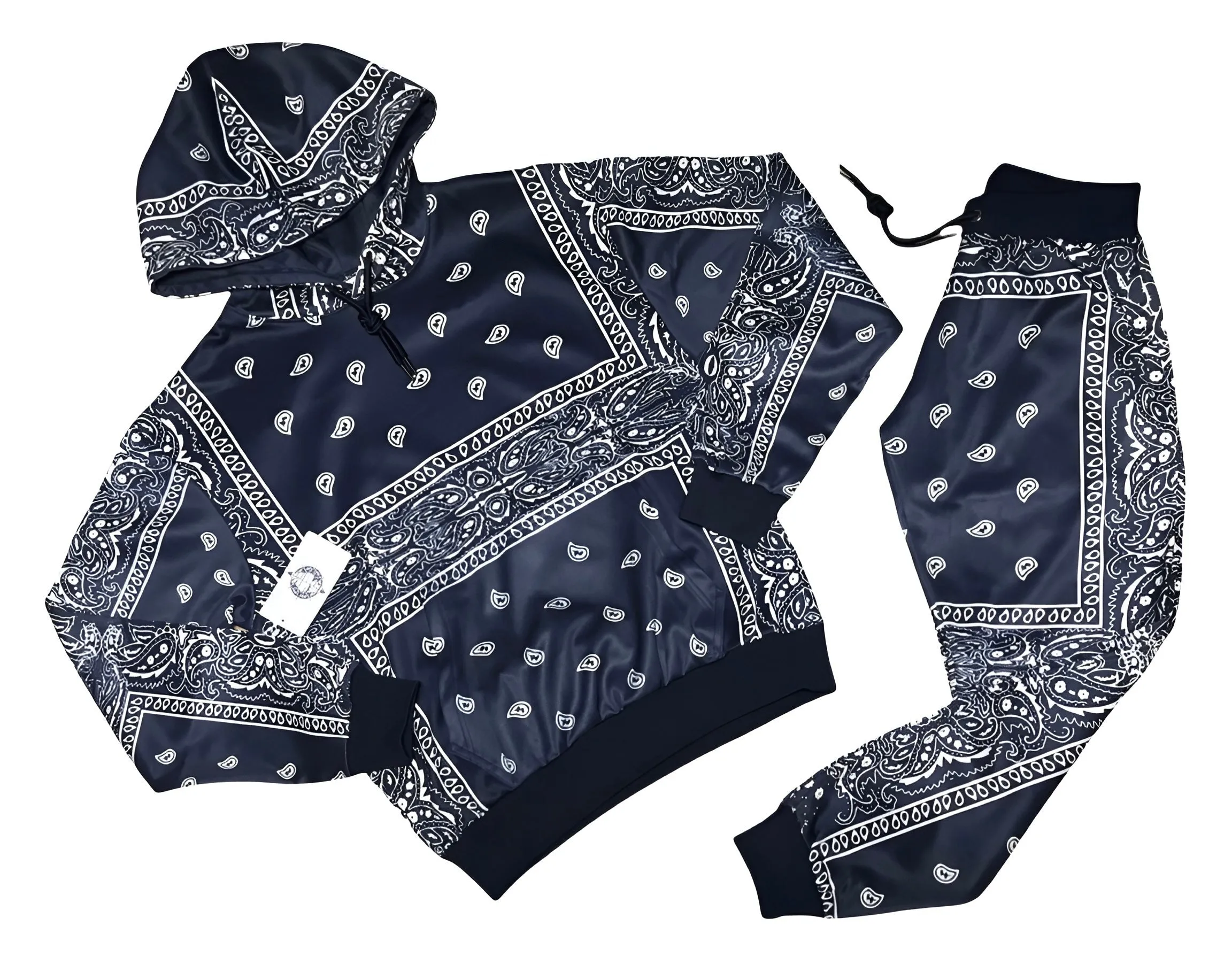 ^NAVY BANDANA^ JOGGER SWEATSUITS *BLUE PAISLEY* (FLEECY SOFT LINED)