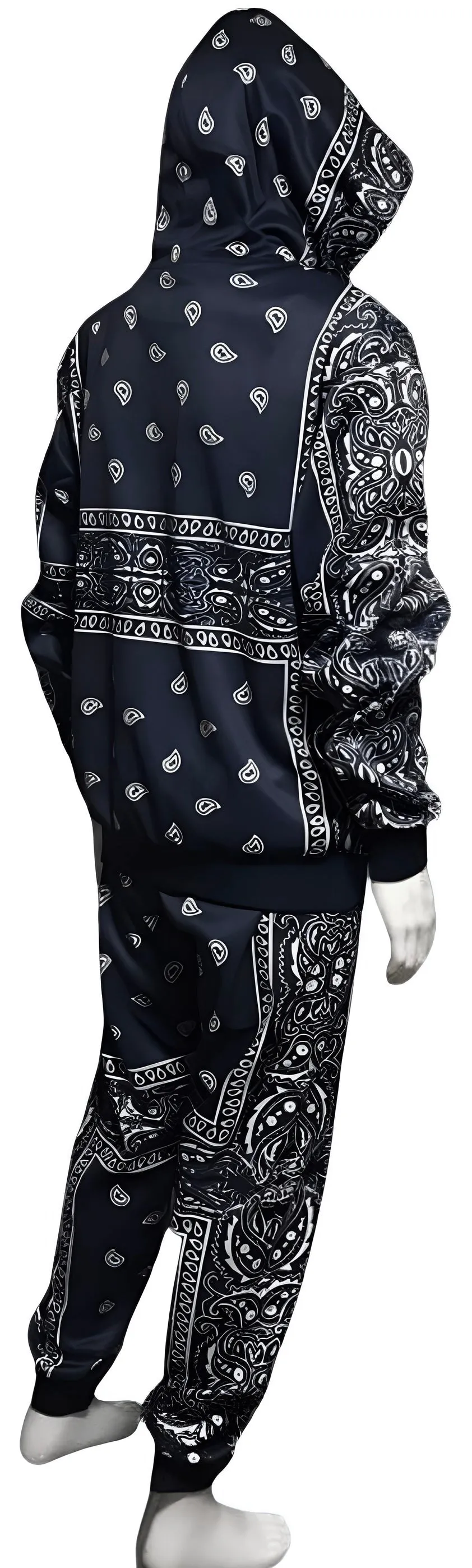 ^NAVY BANDANA^ JOGGER SWEATSUITS *BLUE PAISLEY* (FLEECY SOFT LINED)