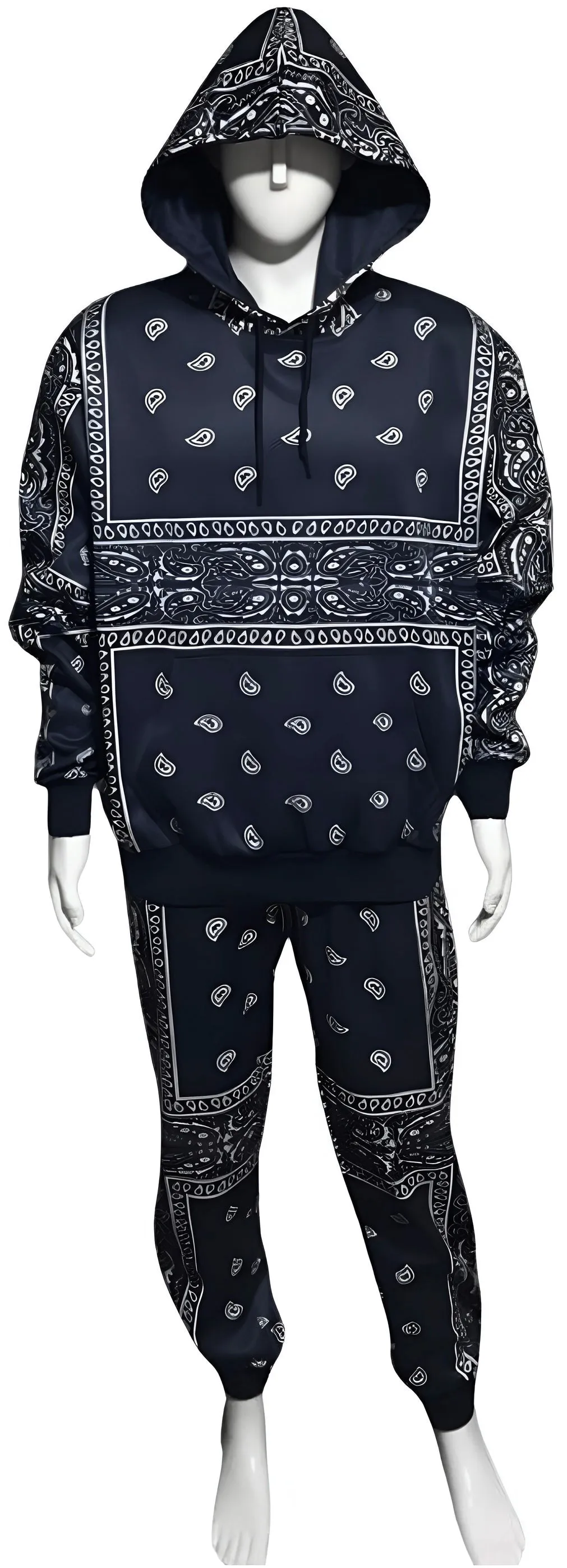 ^NAVY BANDANA^ JOGGER SWEATSUITS *BLUE PAISLEY* (FLEECY SOFT LINED)