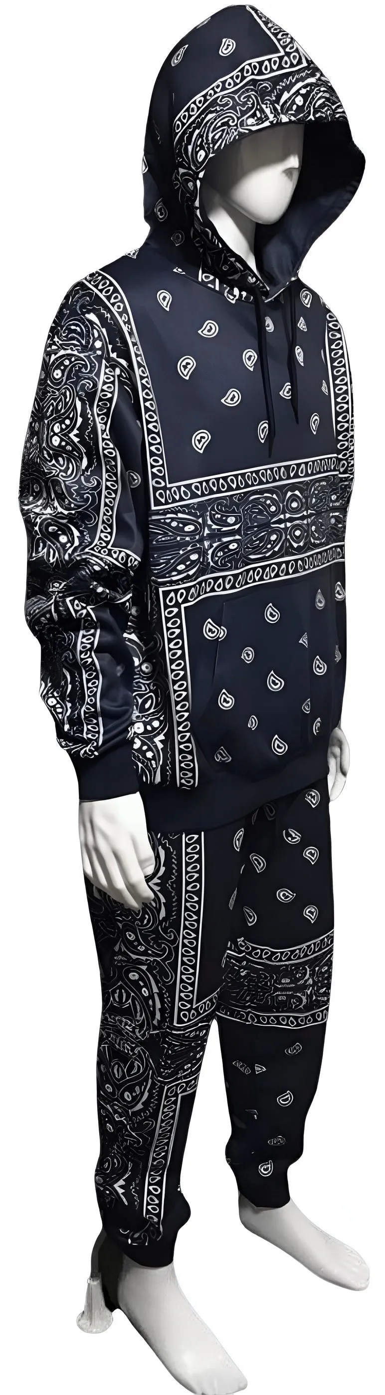 ^NAVY BANDANA^ JOGGER SWEATSUITS *BLUE PAISLEY* (FLEECY SOFT LINED)