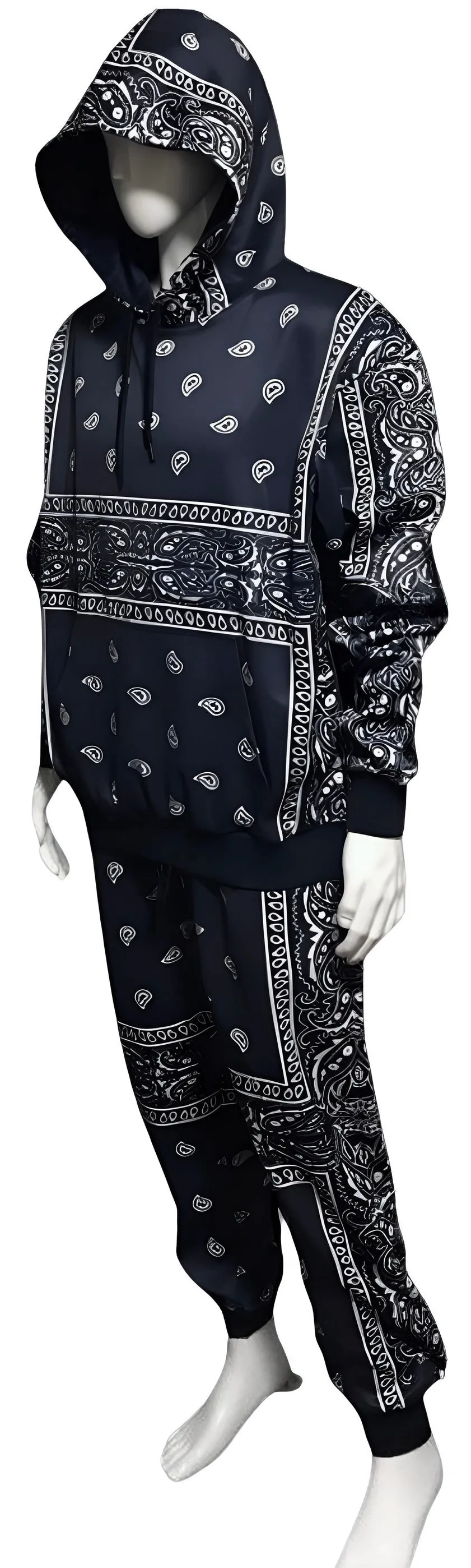 ^NAVY BANDANA^ JOGGER SWEATSUITS *BLUE PAISLEY* (FLEECY SOFT LINED)