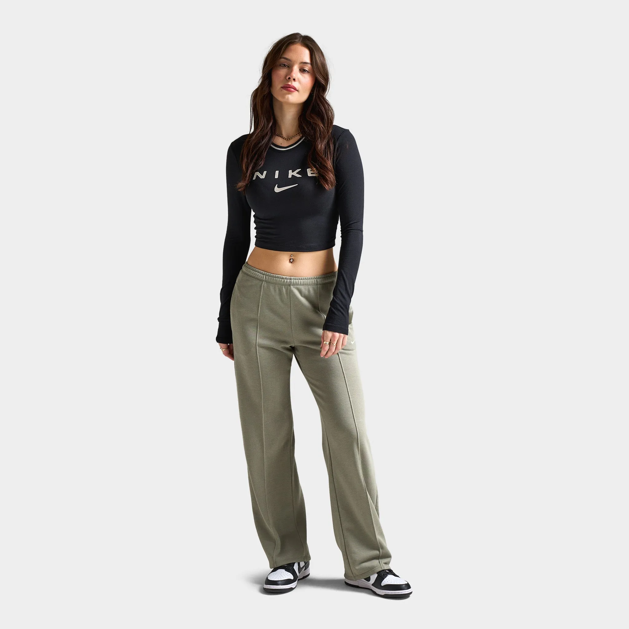 Nike Women's Mid-Rise Chill Terry Sweatpants Light Army / Sail