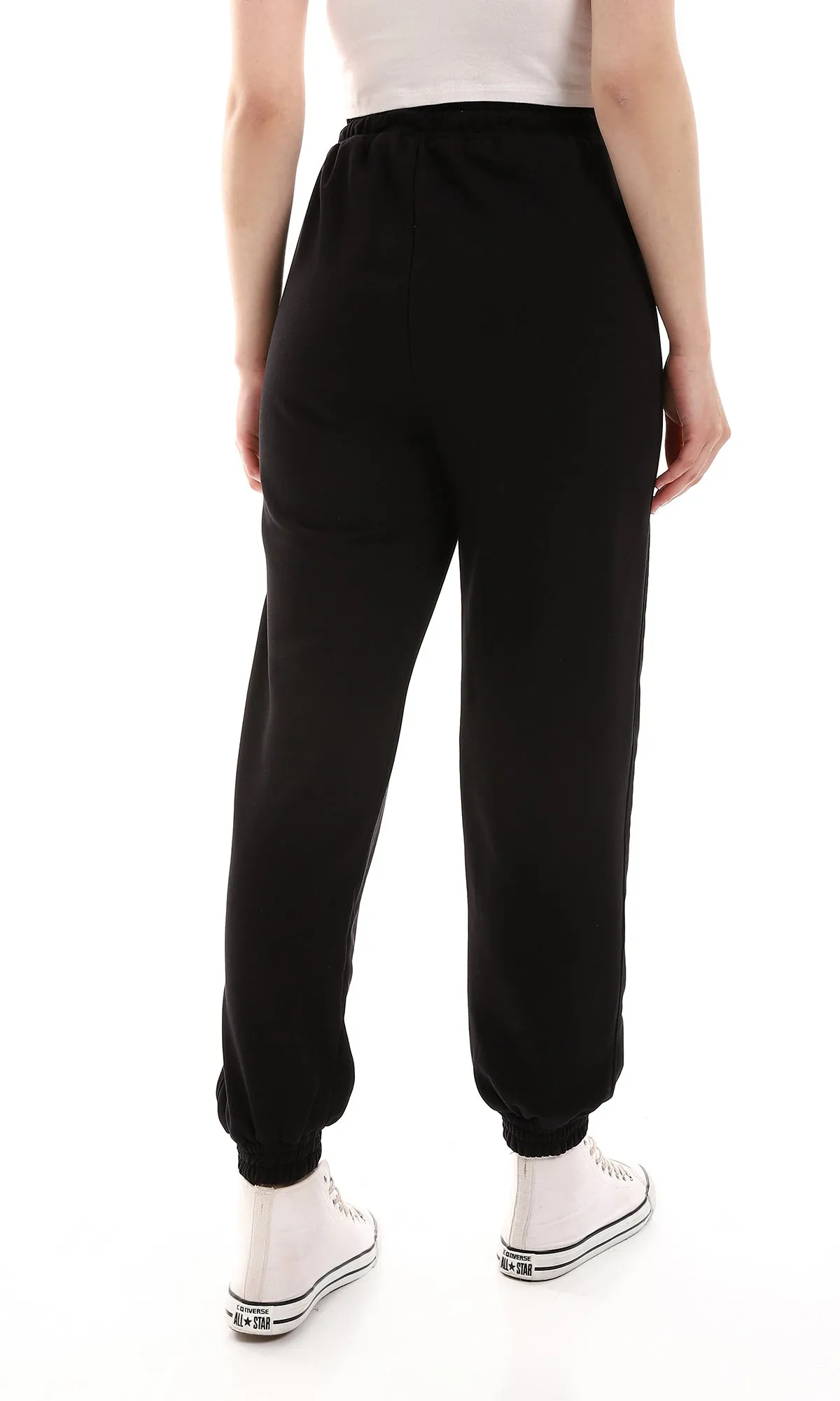 O165841 Black Sweatpants With Thick Elastic Ankles
