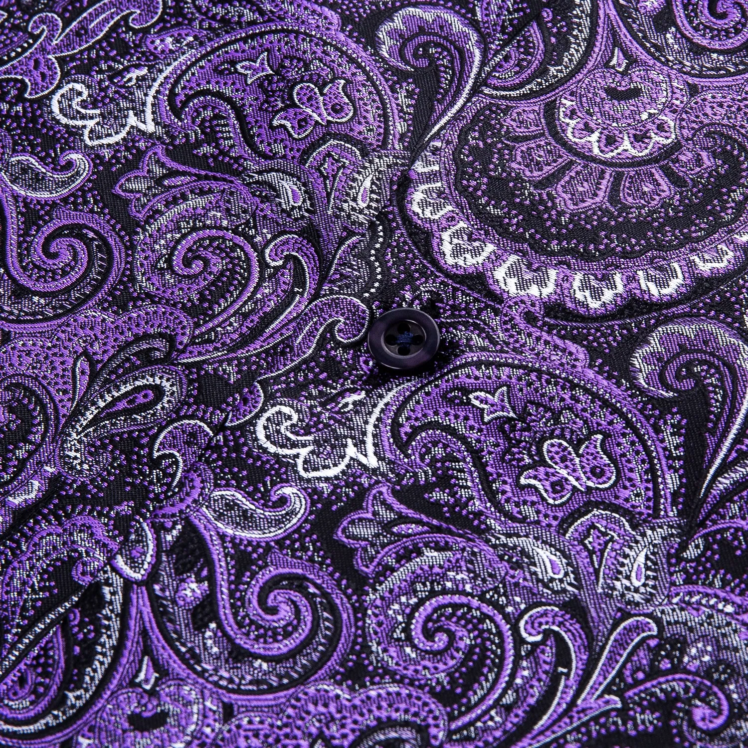 Purple Floral Silk Men's Long Sleeve Shirt