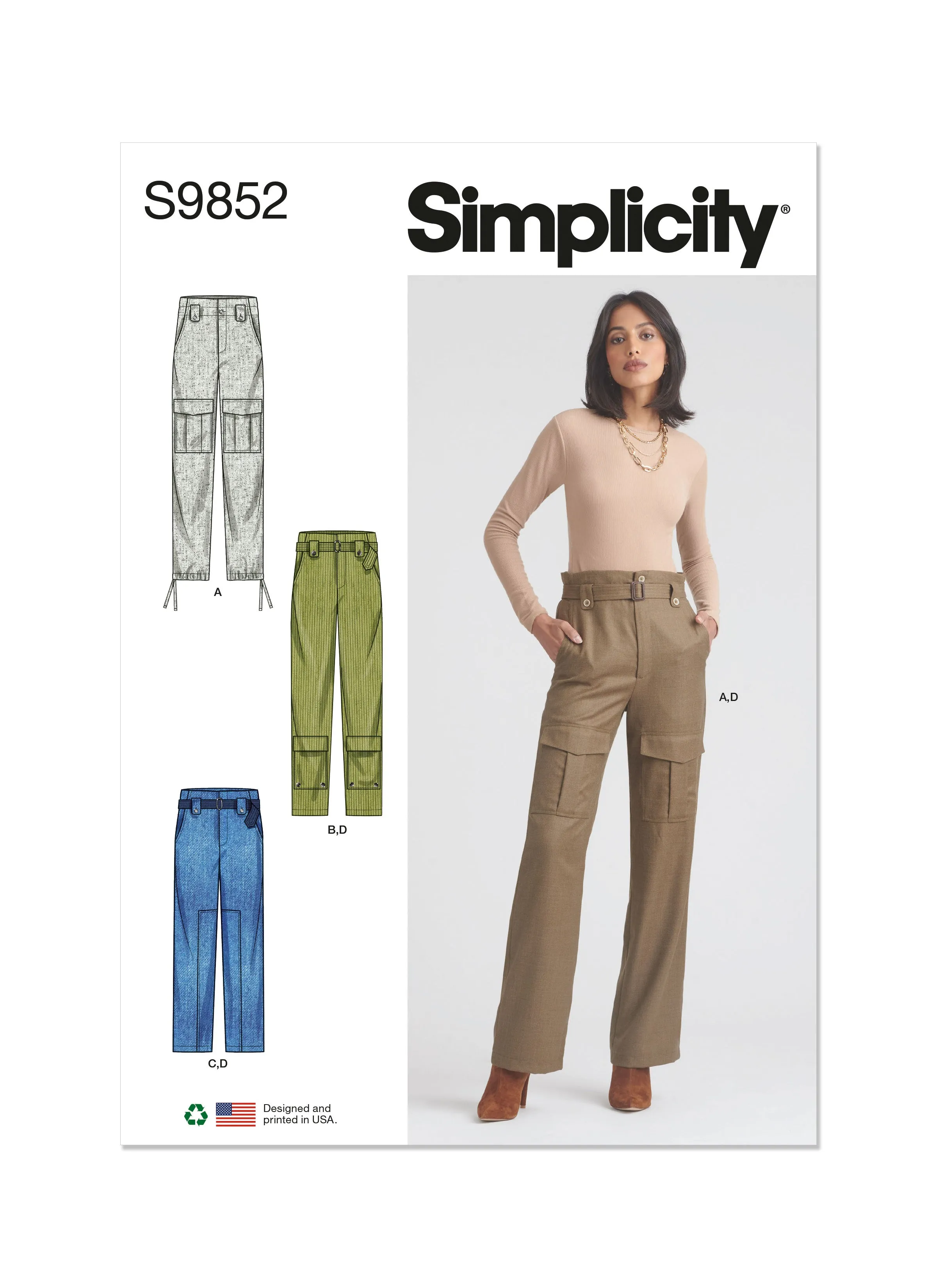 Simplicity Sewing Pattern 9852 Misses' Trousers