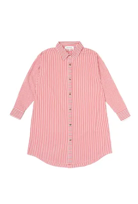 Slim Fit Boyfriend Shirtdress - Red Stripe
