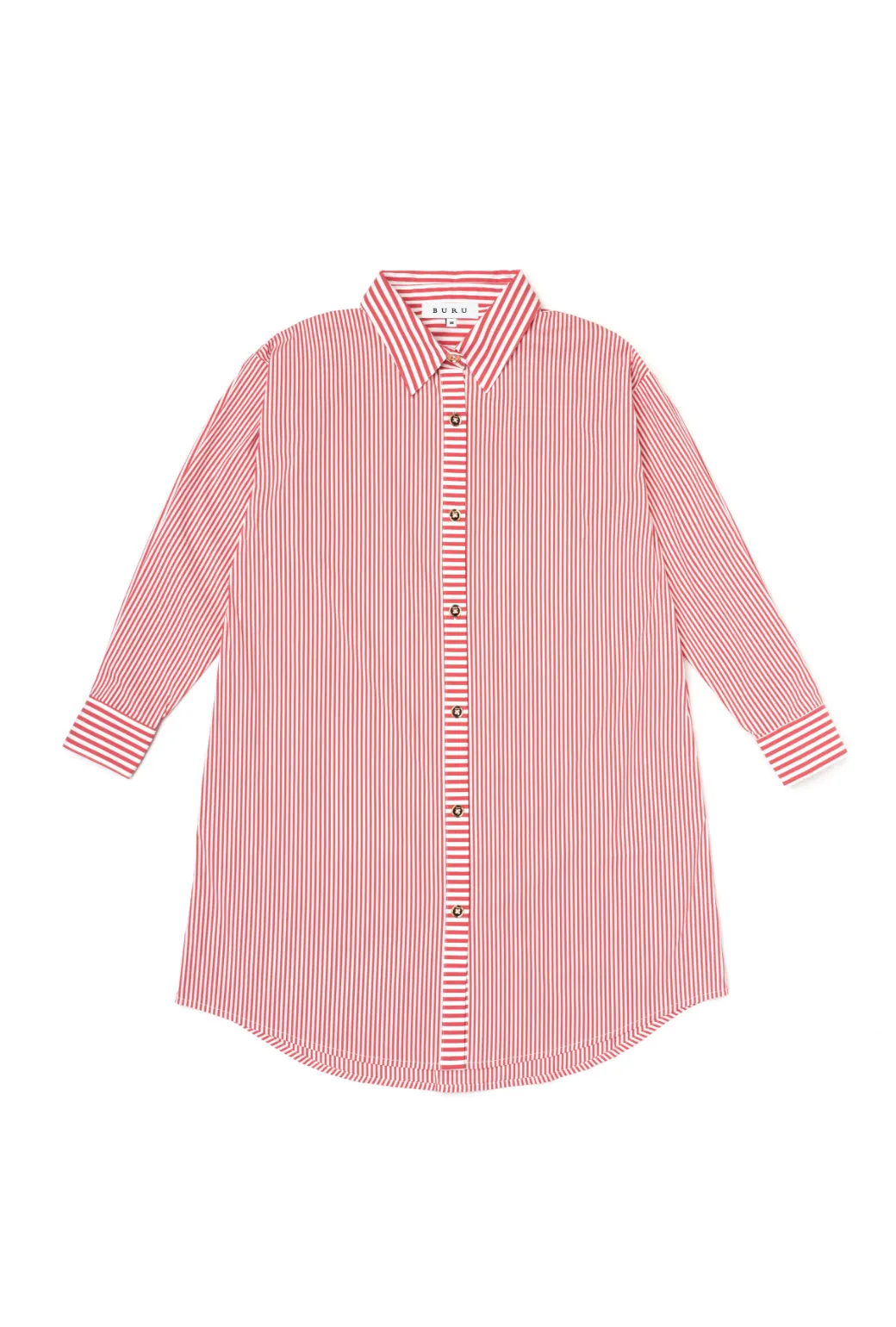 Slim Fit Boyfriend Shirtdress - Red Stripe