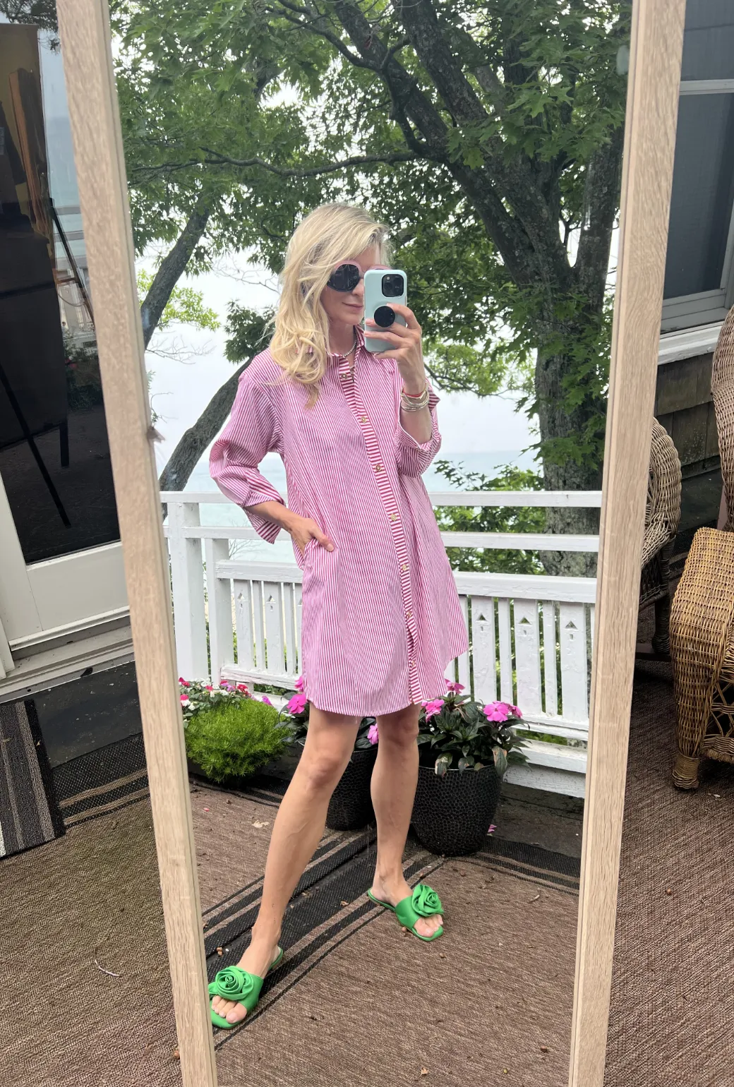Slim Fit Boyfriend Shirtdress - Red Stripe