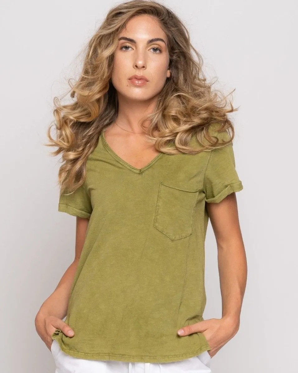Stonewash Short Sleeve V-Neck Pocket T
