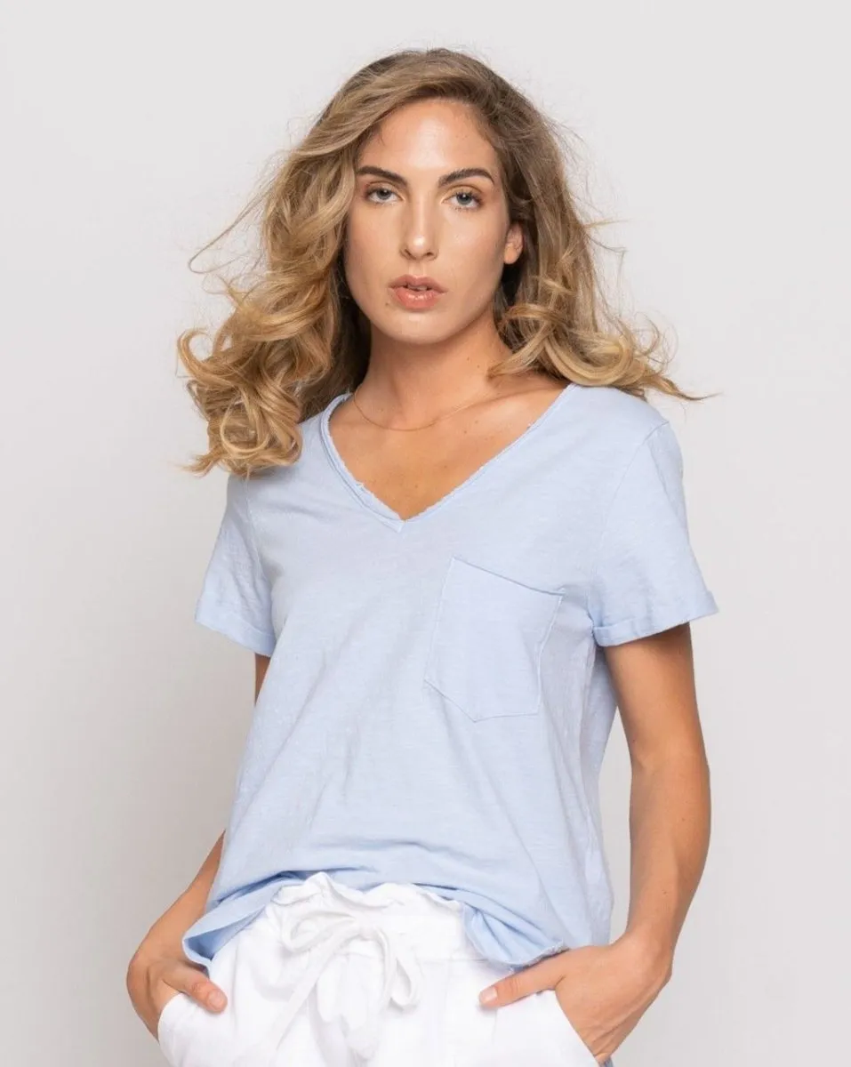 Stonewash Short Sleeve V-Neck Pocket T