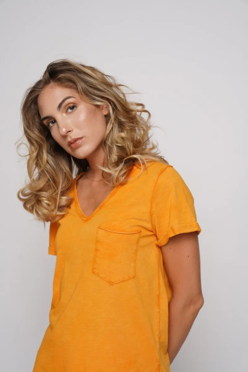 Stonewash Short Sleeve V-Neck Pocket T