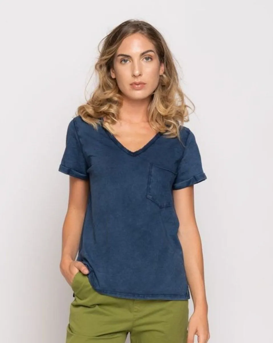 Stonewash Short Sleeve V-Neck Pocket T