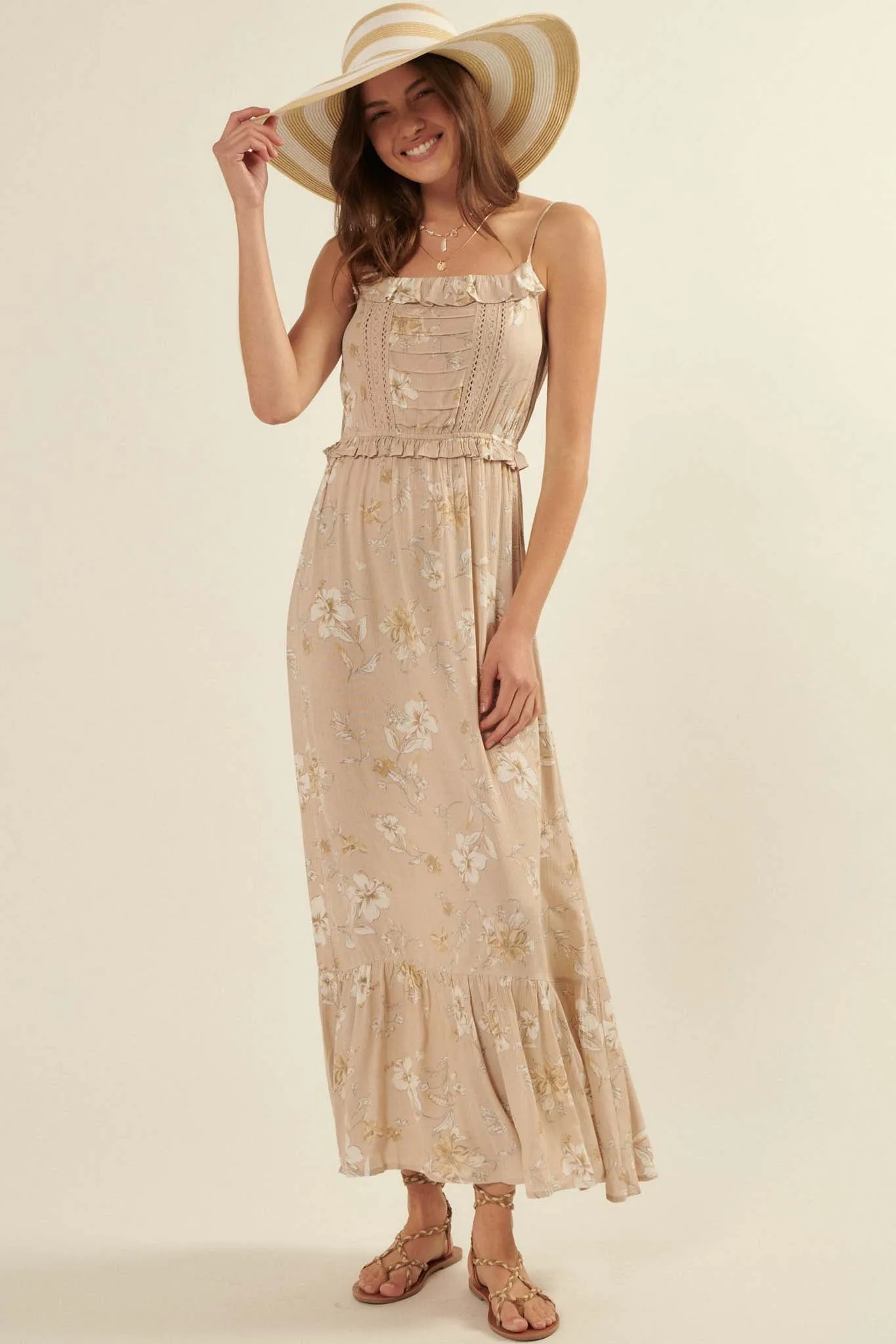 Thinking of You Ruffled Floral Maxi Dress