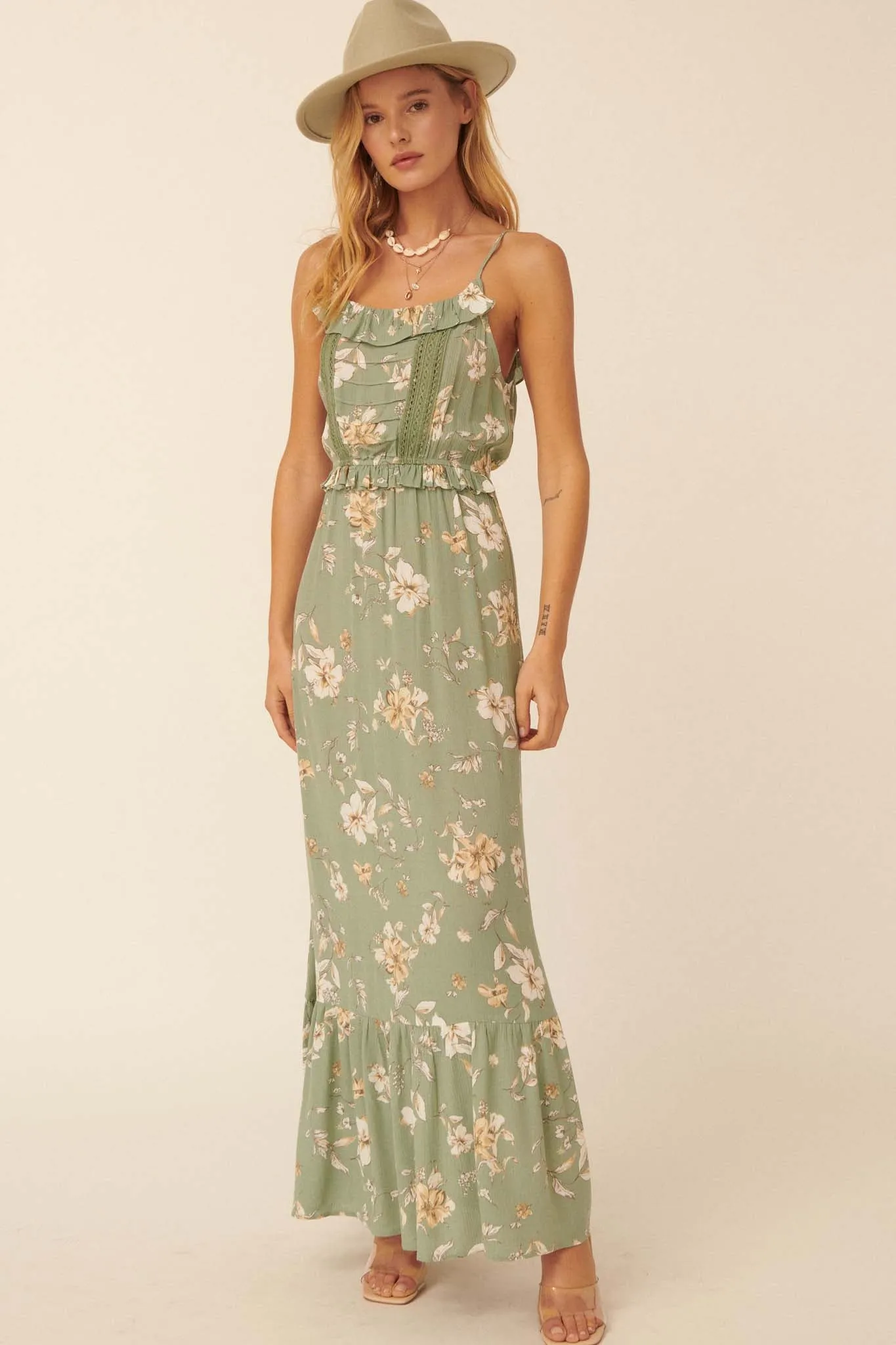 Thinking of You Ruffled Floral Maxi Dress