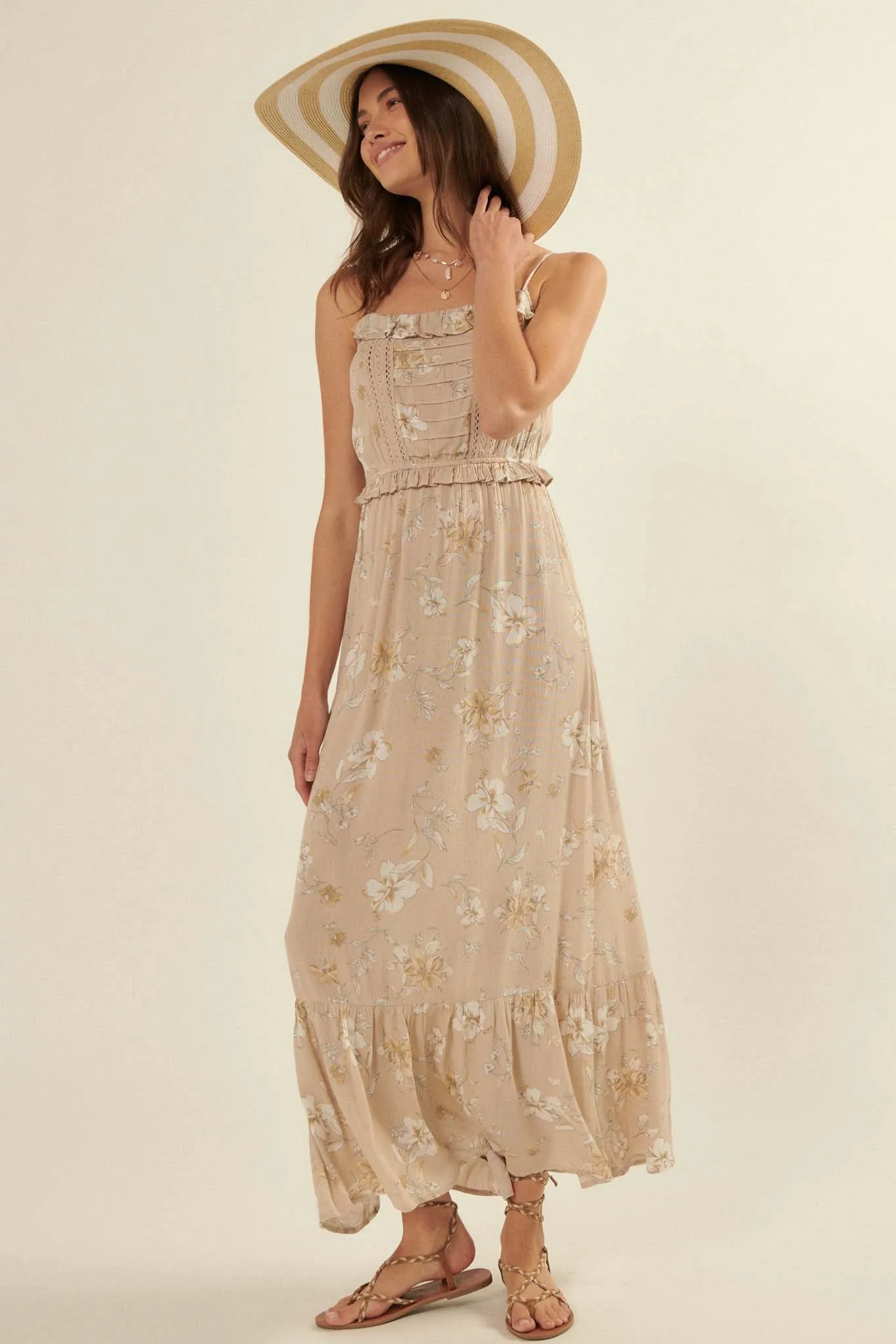Thinking of You Ruffled Floral Maxi Dress