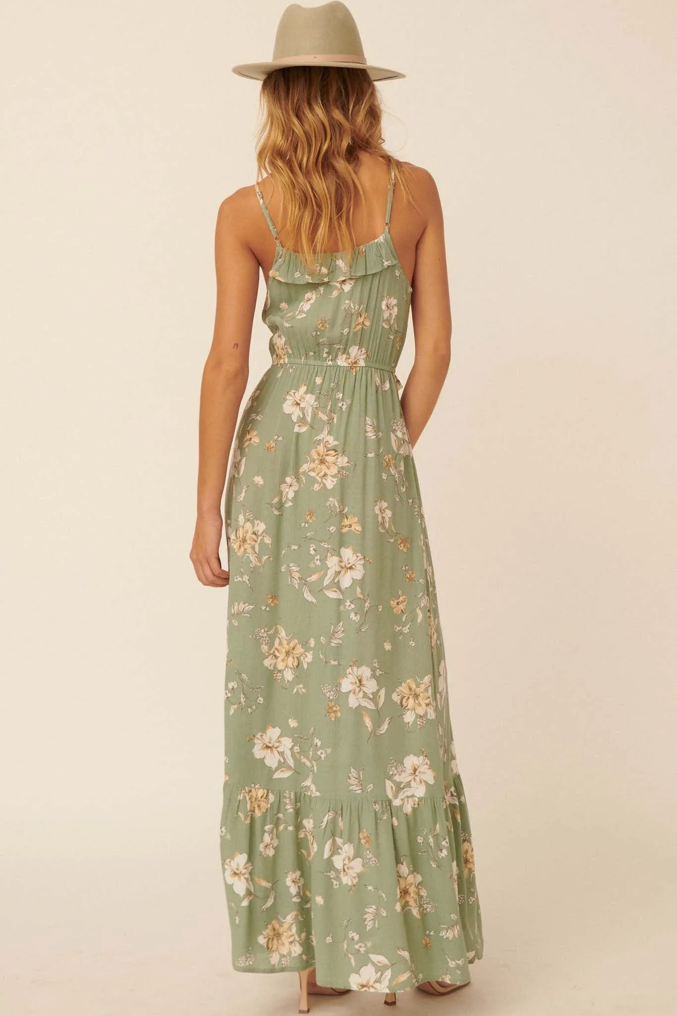 Thinking of You Ruffled Floral Maxi Dress