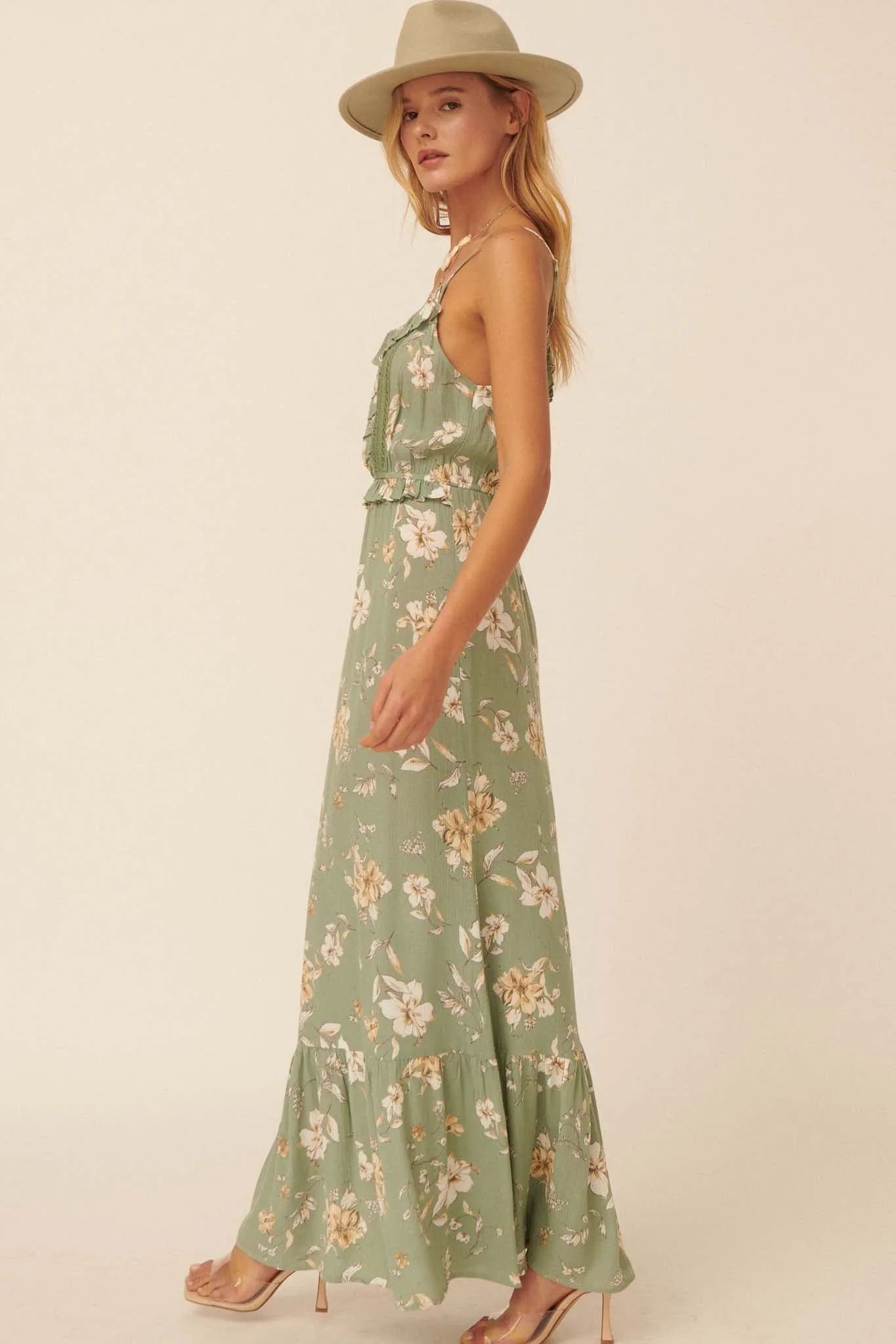 Thinking of You Ruffled Floral Maxi Dress