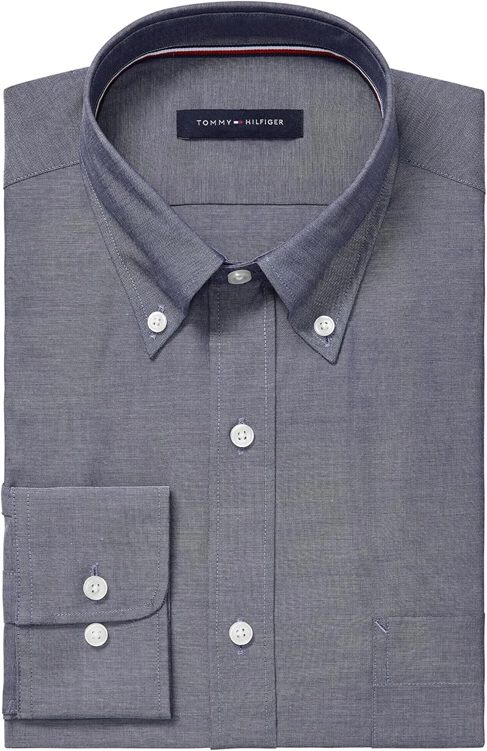 Tommy Hilfiger Men's Non Iron Solid Button Down Collar Shirt - Amazon Exclusive