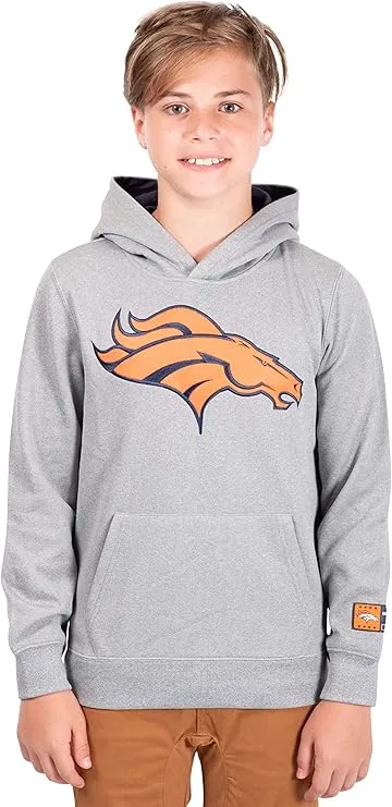 Ultra Game NFL Official Youth Super Soft Hoodie Sweatshirt Pullover - Warm Polyester Blend Denver Broncos|Denver Broncos