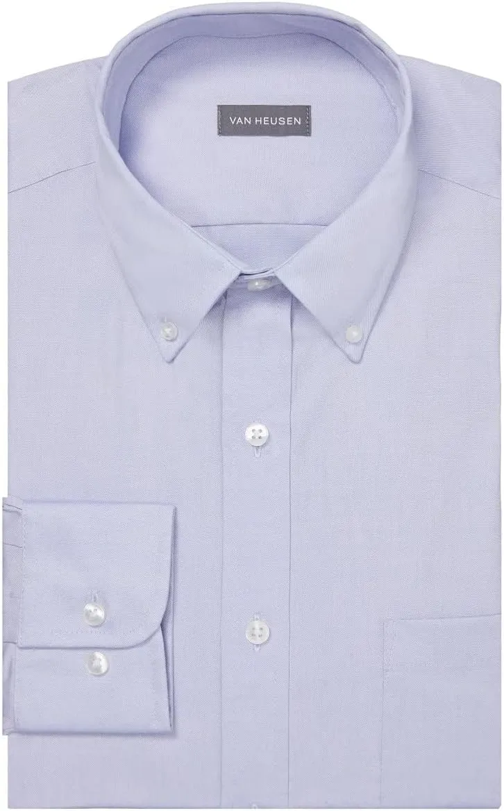 Van Heusen Men's Pinpoint Regular Fit Solid Button Down Collar Dress Shirt - Amazon Exclusive