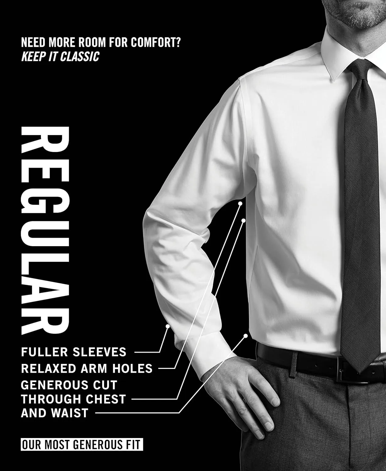 Van Heusen Men's Pinpoint Regular Fit Solid Button Down Collar Dress Shirt - Amazon Exclusive