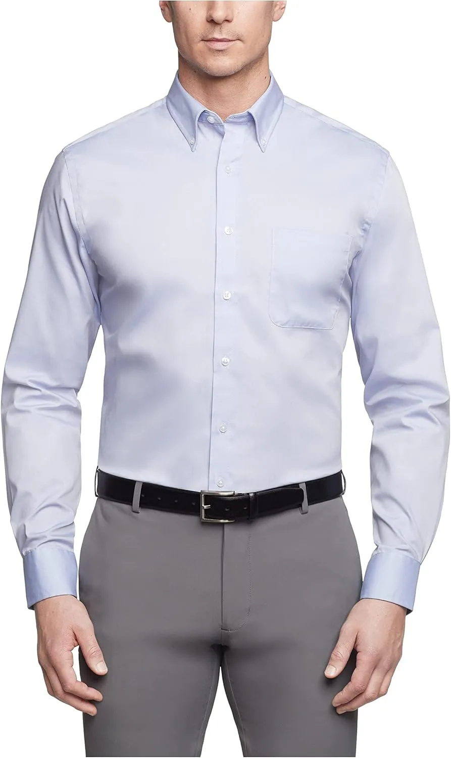 Van Heusen Men's Pinpoint Regular Fit Solid Button Down Collar Dress Shirt - Amazon Exclusive