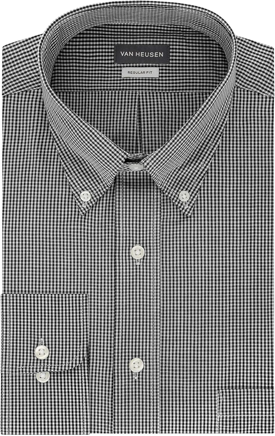 Van Heusen Men's Regular Fit Gingham Button Down Collar Dress Shirt - Amazon Exclusive