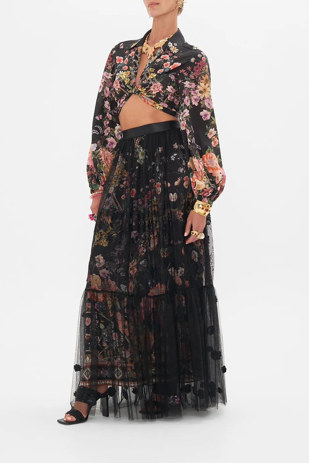 WAISTBAND RUFFLE HEM SKIRT LETTERS FROM A VINEYARD