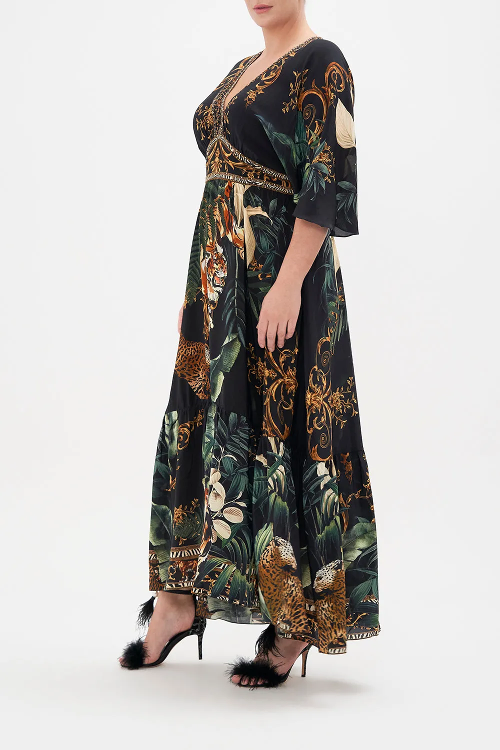 WAISTED DRESS WITH HEM RUFFLE EASY TIGER