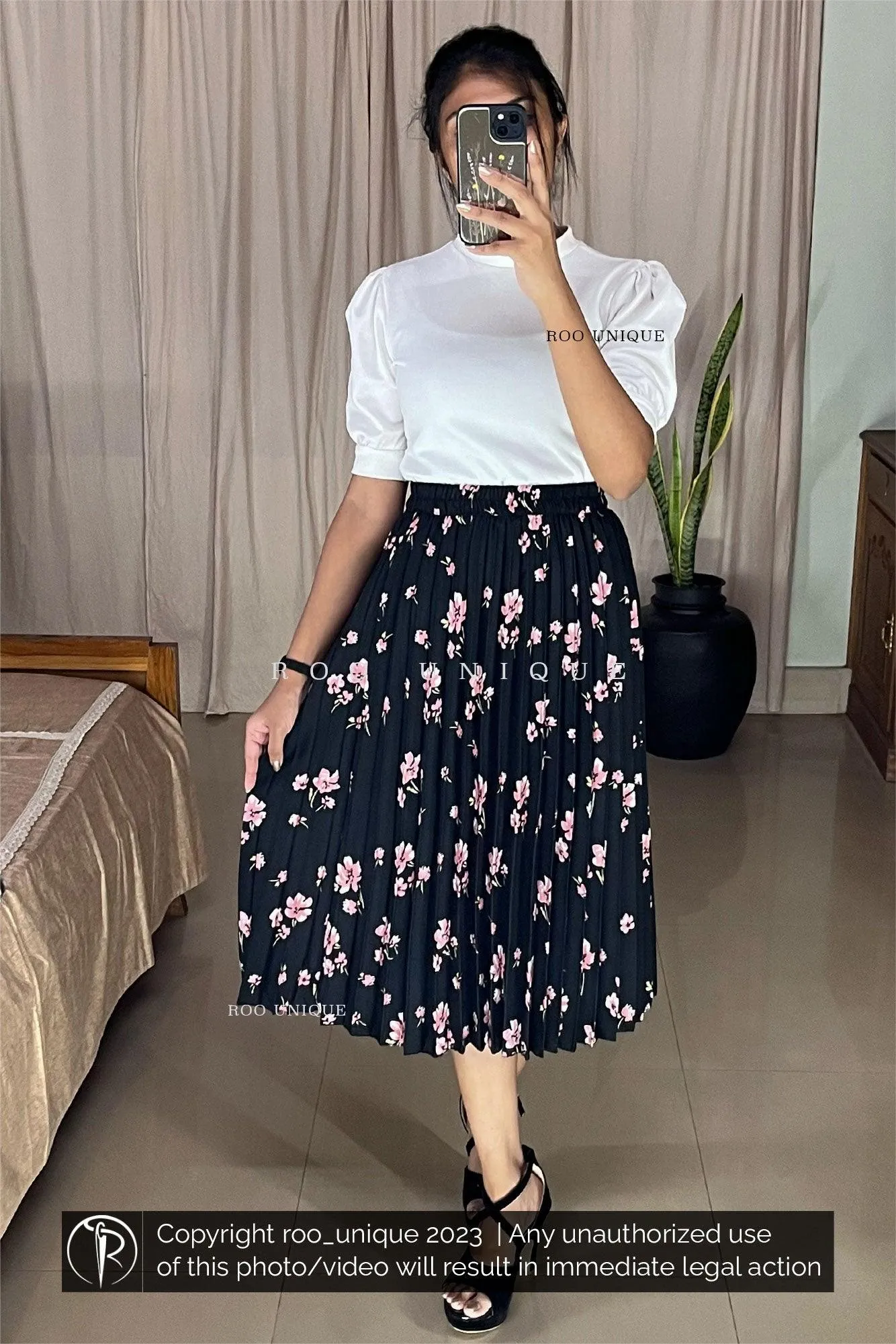 White Crew Neck Puff Sleeves Top Only