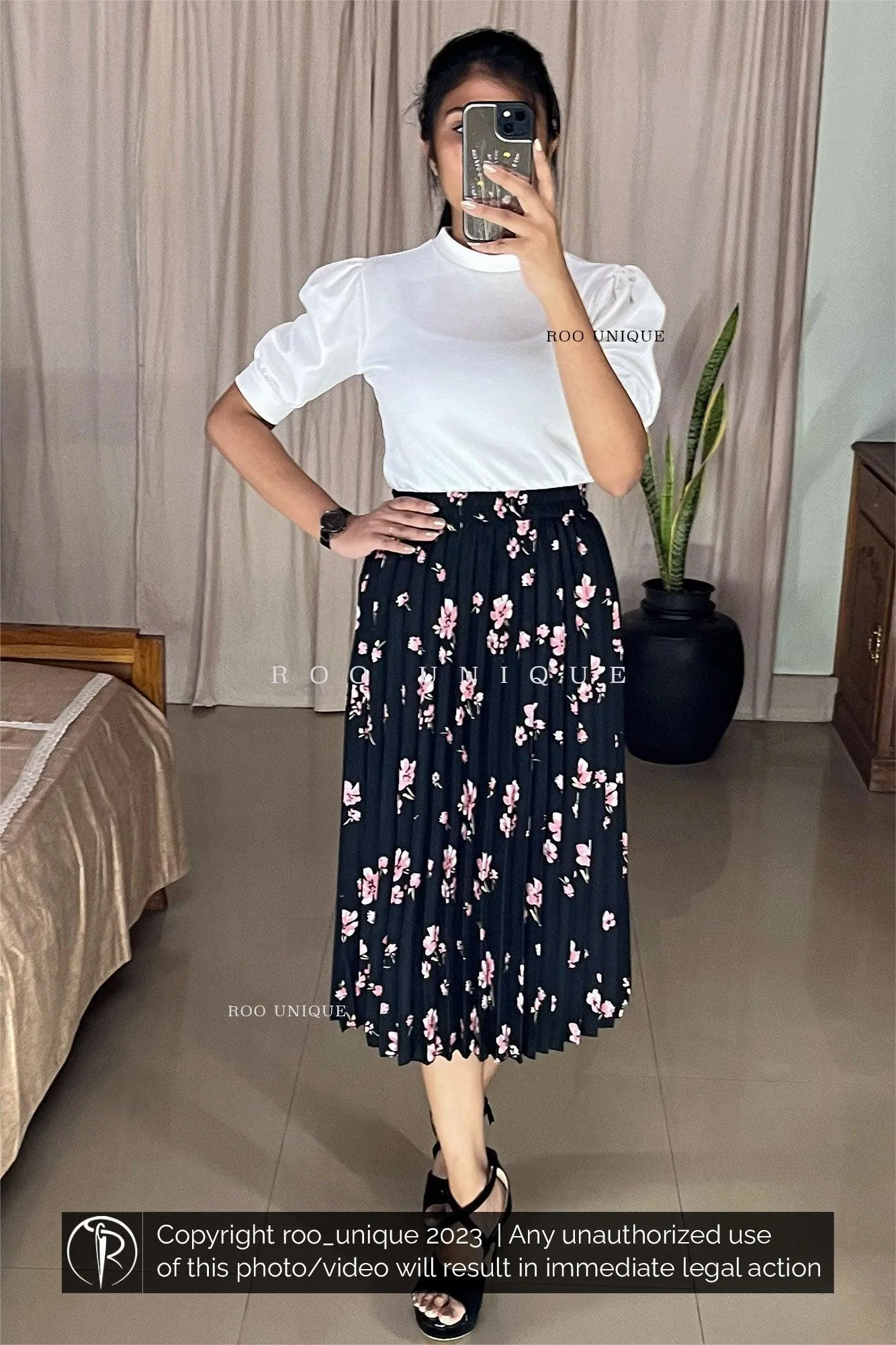 White Crew Neck Puff Sleeves Top Only