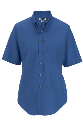 Women's French Blue Easy Care Short Sleeve Poplin Shirt